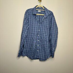 Peter Millar Blue Plaid Crown Comfort Button Front Shirt Men's XXL